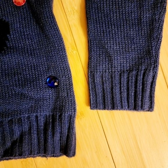 Carolyn Taylor Christmas Cat Blue Knit Pullover Sweater Women's Small S Cute EUC - Picture 8 of 11